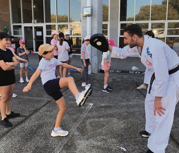 MKK East outdoor school karate demonstration with pad training